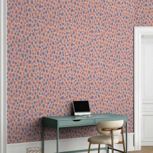 Tapisserie murale - Giraffe Pattern - colorful animal pattern in blue-pink spots