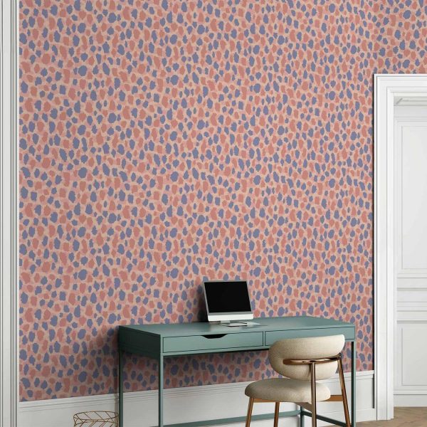 Tapisserie murale - Giraffe Pattern - colorful animal pattern in blue-pink spots