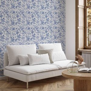 Tapisserie murale - Illustration with blue flowers