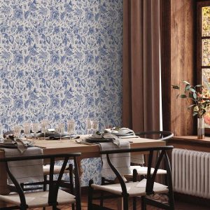 Tapisserie murale - Illustration with blue flowers