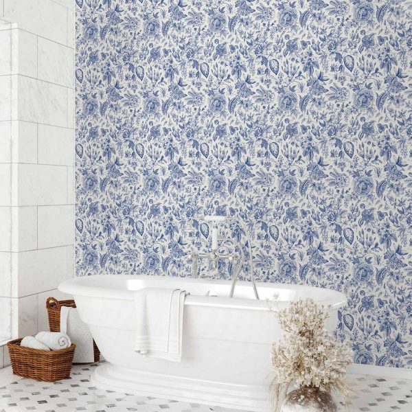 Tapisserie murale - Illustration with blue flowers