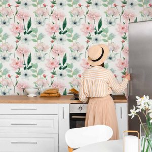 Tapisserie murale - Peonies on white background