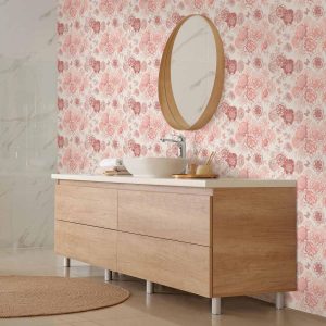 Tapisserie murale - Pink flowers on white background