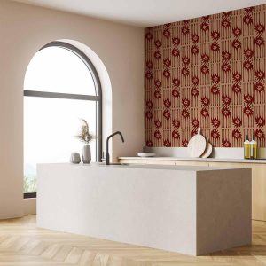 Tapisserie murale - Red claws – irregular shapes on a paper background