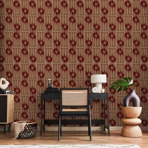 Tapisserie murale - Red claws – irregular shapes on a paper background