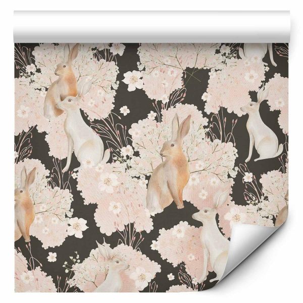 Tapisserie murale - White and beige hares