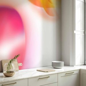 Papier peint - Abstraction - Pink Planet Closest to the Sun on a Light Sky Background