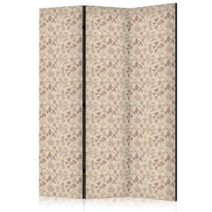 Paravent - Beige Nature of the Forest - Mushrooms Flowers and Herbs on a Light Background