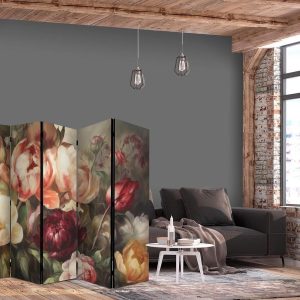 Paravent - Blooming Peonies - Charismatic Flowers Bathed in Sunlight