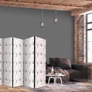 Paravent - Botanical Illustration - Drawing of Flowers and Herbs - Beige Grays