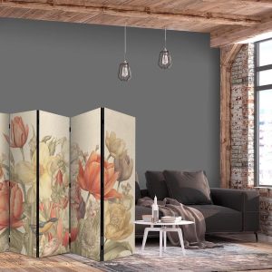 Paravent - Bouquet with Tulips - Colorful Flowers on a Light Background - Illustration