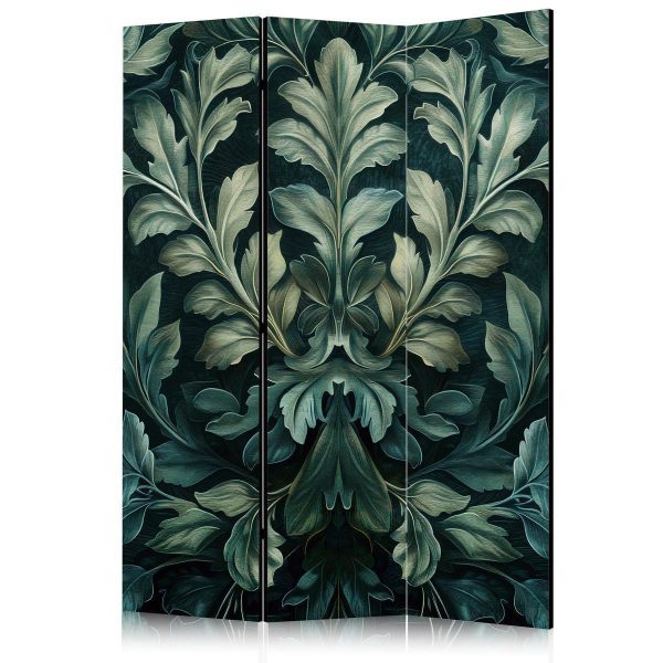 Paravent - Dark Green Victorian Leaves - Botanical Carved Composition