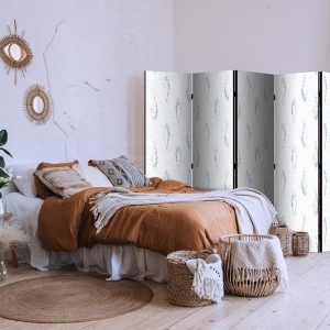 Paravent - Delicate Blue Fish - Mosaic Fish in Subtle Blue Color Shades with an Arched Pattern in the Background