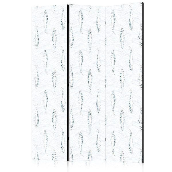 Paravent - Delicate Blue Fish - Mosaic Fish in Subtle Blue Color Shades with an Arched Pattern in the Background
