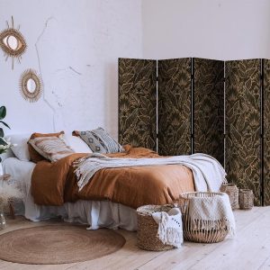 Paravent - Dense Vegetation - Botanical Patterns in Illustrative Style Brown