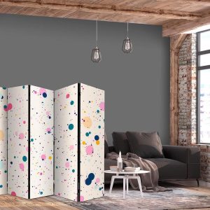 Paravent - Dots - Spots and Splashes Multicolored - Cheerful Pattern on a Light Pink Background