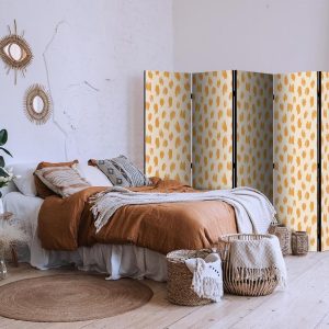 Paravent - Drawn Pattern in Spots and Dots - in Shades of Orange and Ecru
