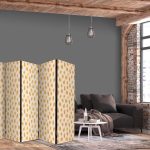 Paravent - Drawn Pattern in Spots and Dots - in Shades of Orange and Ecru