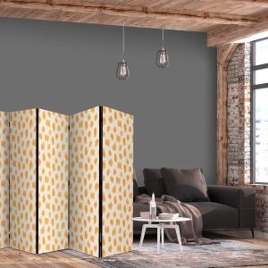 Paravent - Drawn Pattern in Spots and Dots - in Shades of Orange and Ecru