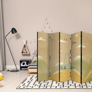 Paravent - Dreamy Traveler - Giraffe Driving a Car on a Beautiful Sunny Day