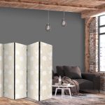 Paravent - Fish and Water Lilies - Bright Oriental Fish Swimming Among Water Flowers on a Delicate Sand-Beige Background