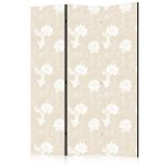 Paravent - Fish and Water Lilies - Bright Oriental Fish Swimming Among Water Flowers on a Delicate Sand-Beige Background