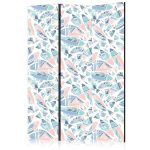 Paravent - Fish in Minimalist Style - Fish in Aztec Style in Pastel Color Shades on a White Background