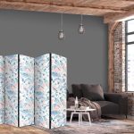 Paravent - Fish in Minimalist Style - Fish in Aztec Style in Pastel Color Tones on a White Background