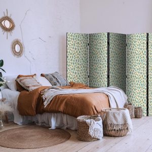 Paravent - Giraffe Pattern - Animal Pattern in Turquoise Spots on a Light Background