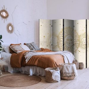 Paravent - Golden Sun and Moon - Artistic Retro Style Illustration