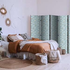 Paravent - Illustration - Yellow-Blue Airplanes Against a Blue Sky