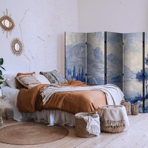 Paravent - Italian Landscape - Lake Como Painted in Shades of Blue