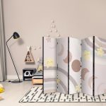 Paravent - Joyful Sky - Yellow Cheerful Stars with a Rainbow Against the Phases of the Moon - in the Sky Colored Light Beige