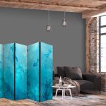 Paravent - Koi Fish Beneath the Water Surface - A Cluster of Japanese Fish in the Depths of the Pond in Shades of Navy and Blue