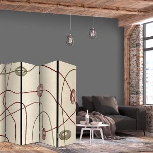 Paravent - Labyrinth with Beads - Minimalist Abstraction on a Worn Background