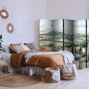 Paravent - Landscape with Green Fields and Trees - Tuscan Sunny View