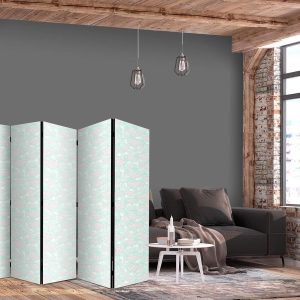 Paravent - Minimalist Fish - Fishes With Grey Dots Against a Crystal Sheet of Water in Mint Green Colors