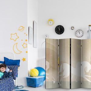 Paravent - Moonlit Steeds - Horses Galloping Among Trees on a Starry Night