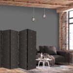 Paravent - Night Sky - Artistic Composition of Suns and Planets on a Black Background