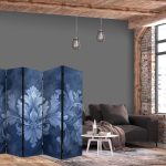 Paravent - Ornament in Blue and Cool Colors Dark Blue Decoration