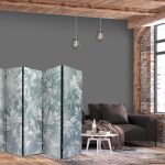 Paravent - Ornaments in Rubbed Faded Turquoise - Delicate Floral Pattern