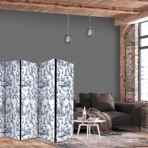 Paravent - Rome and Botany - Blue Pattern with a Greek and Plant Motif