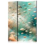 Paravent - Spectacular Underwater Landscape - Fish in an Underwater World in Turquoise Blue Beige and Delicate Orange Colors