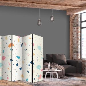 Paravent - Terrazzo with Multicolored - Large Elements - Cheerful Pattern on a Light Background