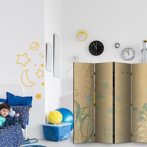 Paravent - Tiny Bird - Colorful Grasses in Golden Shades of Sunset