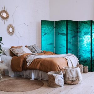 Paravent - Underwater Paradise - Numerous Shoal of Fish in a Beautiful Turquoise-Blue Depth Illuminated by Sunlight