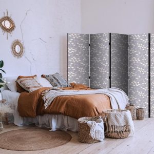 Paravent - Underwater School of Small Fish - Tiny Light-Beige Fishes Against Marine Depths in Grey Shades