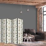 Paravent - Unusual Species of Fish - a Cluster of Fish in Muted Colors in Retro Style Against a Background of Beige Streaks