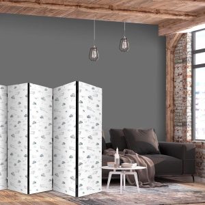 Paravent - Watercolor - Air Show on a Bright Sky with Delicate Clouds