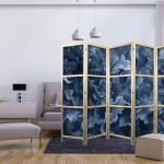 Paravent japonais - Abstract Ornaments - Dark Blue Victorian Leaves